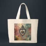 Flaming Heart Jumbo Tote Bag<br><div class="desc">The symbolism of the flaming heart with all-seeing eye often represents divine love and compassion. This artwork was made by artist Deborah K using AI.</div>