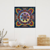 Flaming Heart Mandala Poster (Keuken)