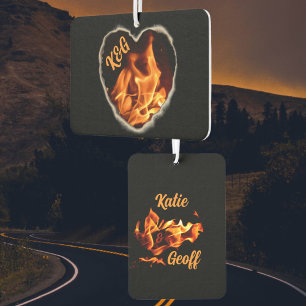 Flaming Heart of Fire Initialen en namen Luchtverfrisser