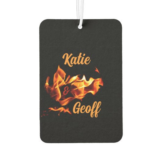 Flaming Heart of Fire Initialen en namen Luchtverfrisser (Achterkant)