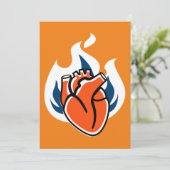Flaming Heart Oranje Crush Kaart (Staand voorkant)