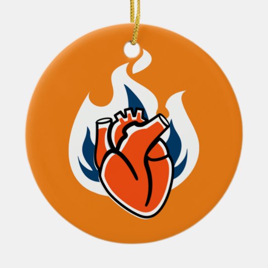Flaming Heart Oranje Crush Keramisch Ornament (Voorkant)
