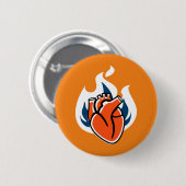 Flaming Heart Oranje Crush Ronde Button 5,7 Cm (Voorkant /achterkant)