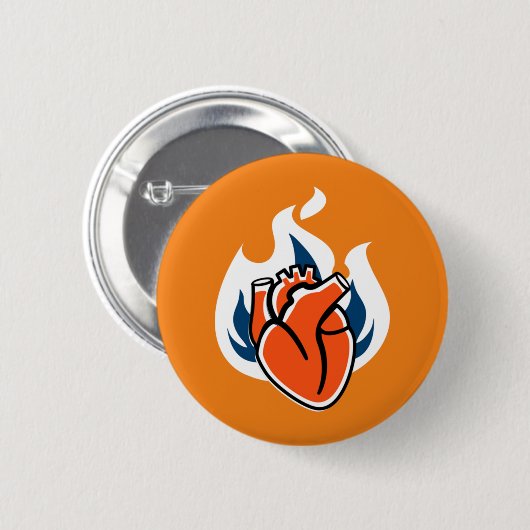 Flaming Heart Oranje Crush Ronde Button 5,7 Cm (Voorkant /achterkant)