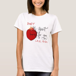 Flaming Heart-Red-Black-Personalized T-shirt