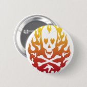 Flaming Heart Skull Pin Ronde Button 5,7 Cm (Voorkant /achterkant)