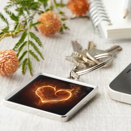 Flaming Heart Sleutelhanger (Zijkant)