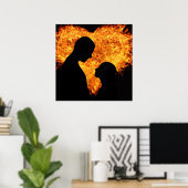 Flaming Heart Valentijnsdag Poster (Thuiskantoor)