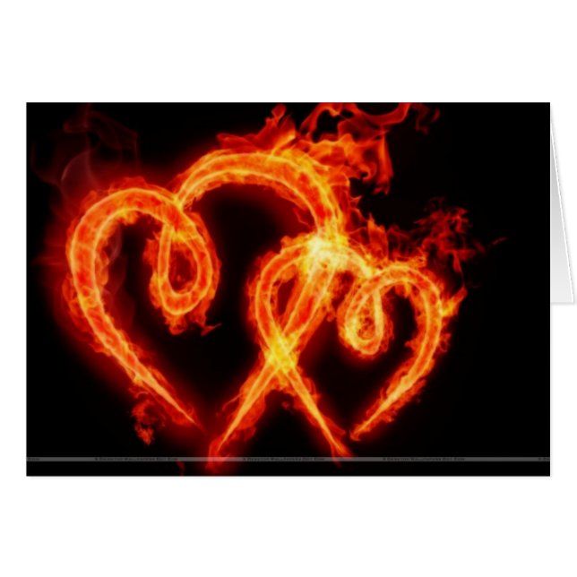 Flaming Heart Valentis Day Card (Voorkant Horizontaal)