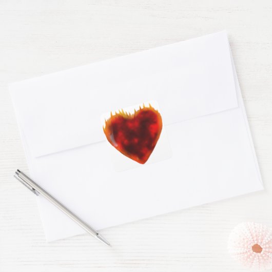 Flaming Heart Vierkante Sticker (Envelop)
