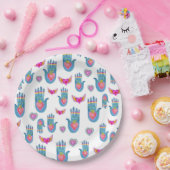 Flaming Hearts & Handen Waterverf Valentijnse  Lie Papieren Bordje (Feest)