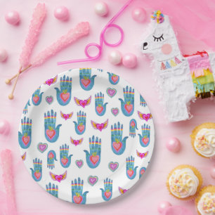 Flaming Hearts & Handen Waterverf Valentijnse Lie Papieren Bordje