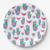 Flaming Hearts & Handen Waterverf Valentijnse  Lie Papieren Bordje (Voorkant)