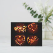 Flaming Hearts of Love Briefkaart (Staand voorkant)