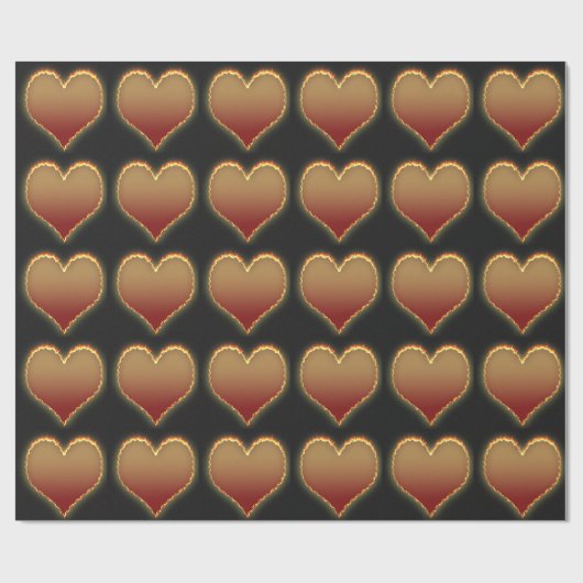 Flaming Hearts Pattern Cadeaupapier (Vlak)
