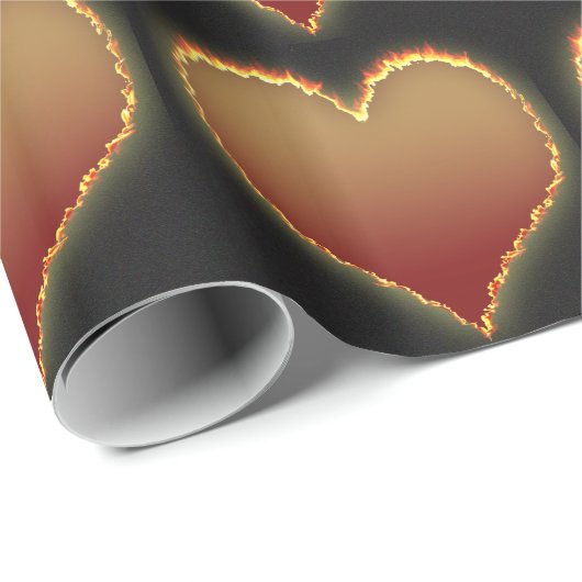Flaming Hearts Pattern Cadeaupapier (Rol Hoek)