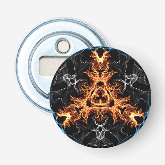 Flaming Heavy Metal Style Mandala Button Flesopener (Voorkant)