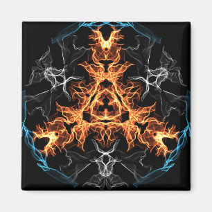 Flaming Heavy Metal Style Mandala Magneet