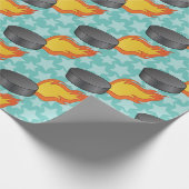  Flaming Hockey Puck Cadeaupapier (Hoek)