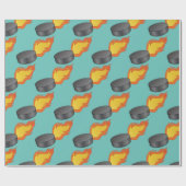 Flaming Hockey Puck Cadeaupapier (Vlak)