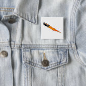 Flaming Hockey Puck Vierkante Button 5,1 Cm (In situ)