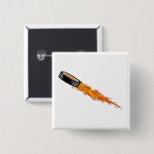Flaming Hockey Puck Vierkante Button 5,1 Cm (Voorkant /achterkant)