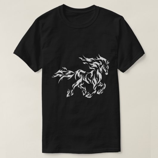 Flaming Horse Tribal Art Design – Vet en fel T-shirt (Design voorkant)