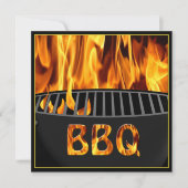 Flaming Hot BBQ Grill Party Invitation Kaart (Voorkant)