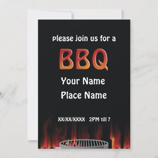 Flaming Hot BBQ Invitation Kaart (Voorkant)