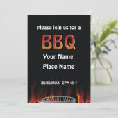 Flaming Hot BBQ Invitation Kaart (Staand voorkant)