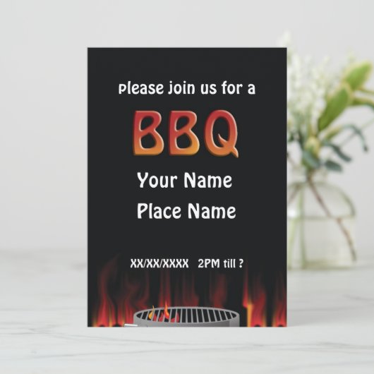 Flaming Hot BBQ Invitation Kaart (Staand voorkant)