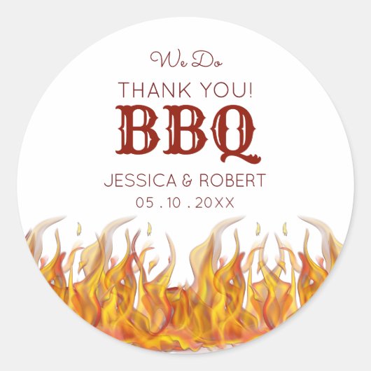 Flaming Hot Fire BBQ-grillfeest Ronde Sticker (Voorkant)
