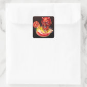 Flaming Hot Pepper en Pointing Devil Vierkante Sticker (Tas)