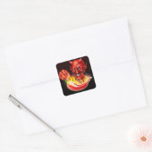 Flaming Hot Pepper en Pointing Devil Vierkante Sticker (Envelop)