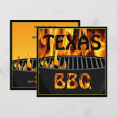 Flaming Hot Texas BBQ Grill Invitation Kaart (Voorkant / Achterkant)