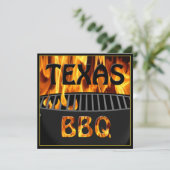 Flaming Hot Texas BBQ Grill Invitation Kaart (Staand voorkant)