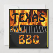 Flaming Hot Texas BBQ Grill Invitation Kaart (Voorkant)