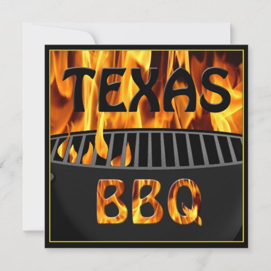 Flaming Hot Texas BBQ Grill Invitation Kaart (Voorkant)