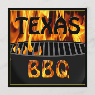 Flaming Hot Texas BBQ Grill Invitation Kaart