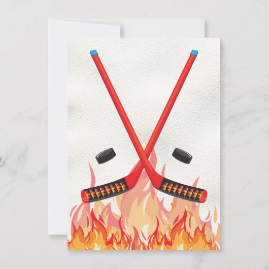 Flaming Ice Hockey Skating Party Uitnodigingen (Achterkant)