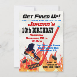 Flaming Ice Hockey Skating Party Uitnodigingen