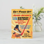 Flaming Ice Hockey Skating Party Uitnodigingen (Staand voorkant)