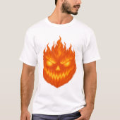 Flaming Jack-o'-Lantern Demon Face Halloween T-shirt (Voorkant)