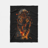 Flaming Jaguar Fierce Leopard Wild Fire Animal Sri Fleece Deken (Voorkant)
