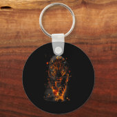 Flaming Jaguar Fierce Leopard Wild Fire Animal Sri Sleutelhanger (Voorkant)