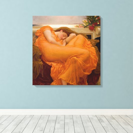Flaming June (door Frederic Leighton) Canvas Afdruk (Insitu (Houten vloer))