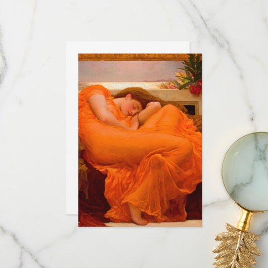 Flaming June door Lord Frederic Leighton Bedankkaart (Voorkant / Achterkant in situ)