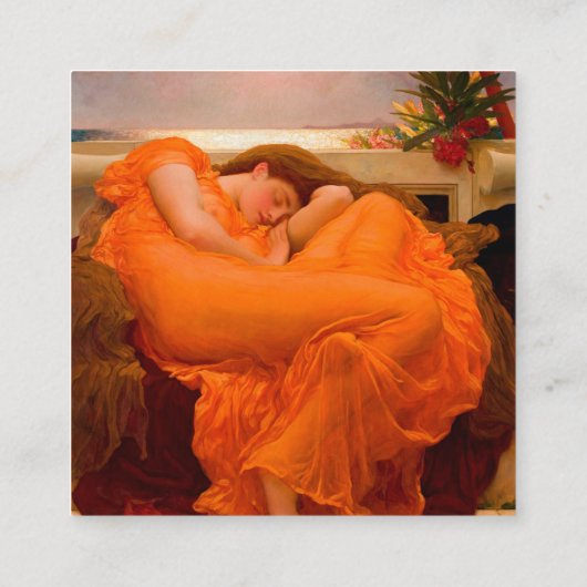 Flaming June door Lord Frederic Leighton Informatiekaartje (Achterkant)