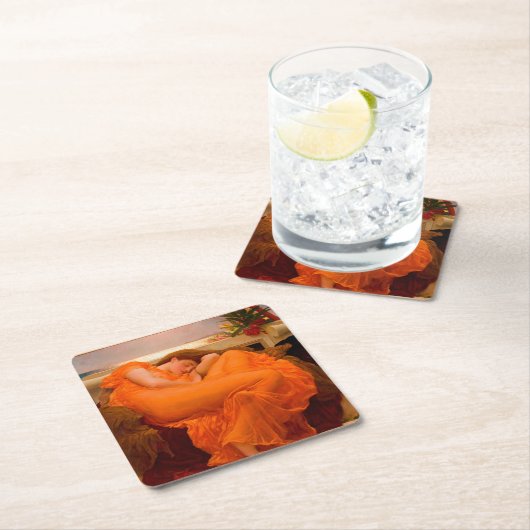 Flaming June door Lord Frederic Leighton Kartonnen Onderzetters (Insitu)