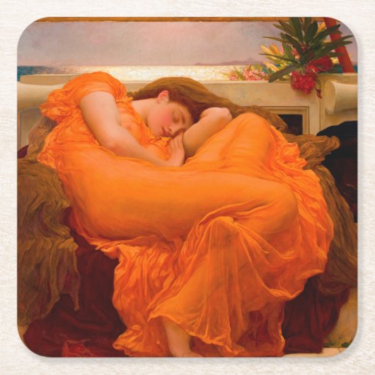 Flaming June door Lord Frederic Leighton Kartonnen Onderzetters (Voorkant)